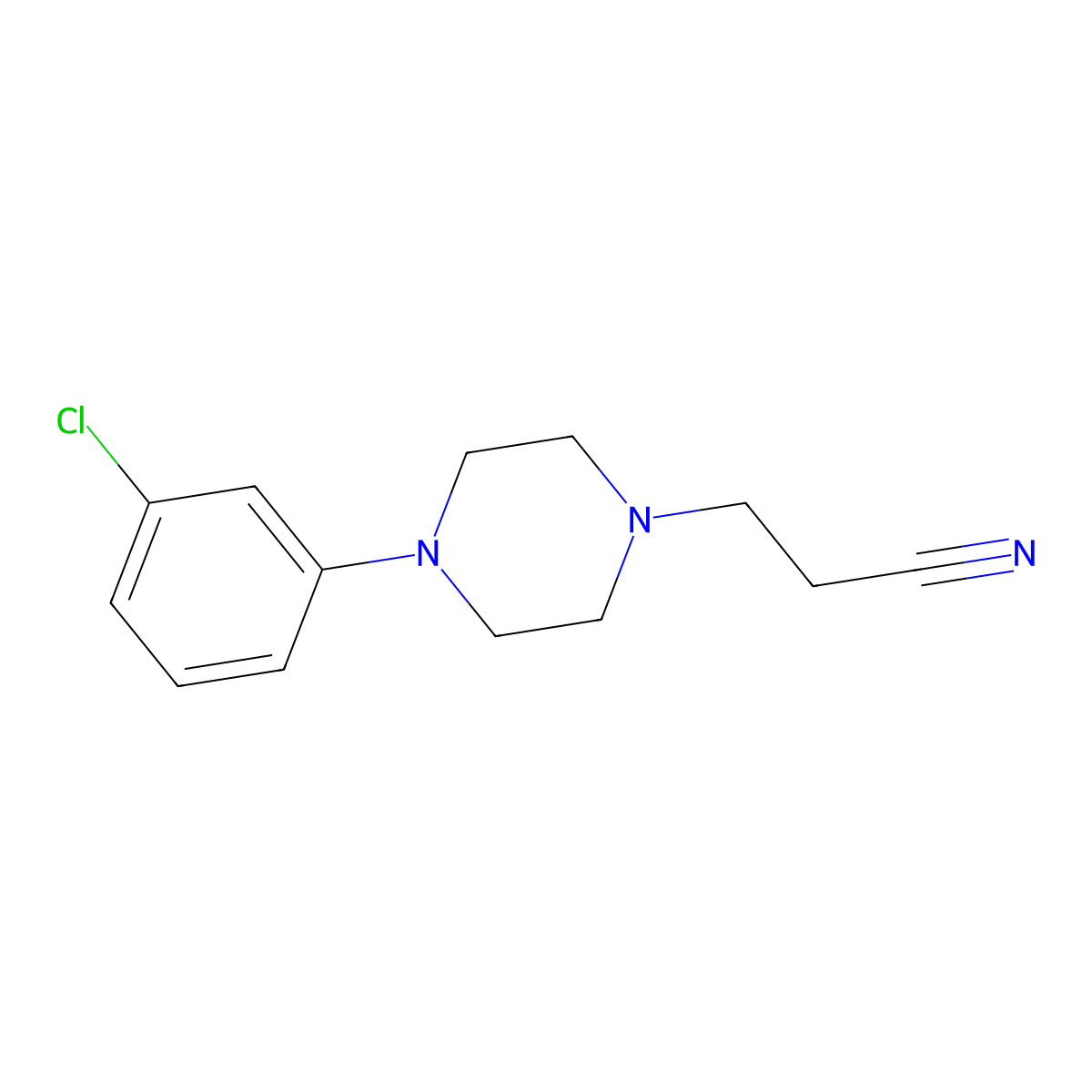 3-[4-(3-Chlorophenyl)piperazin-1-yl]propanenitrile molecular structure, CAS 48167-19-7