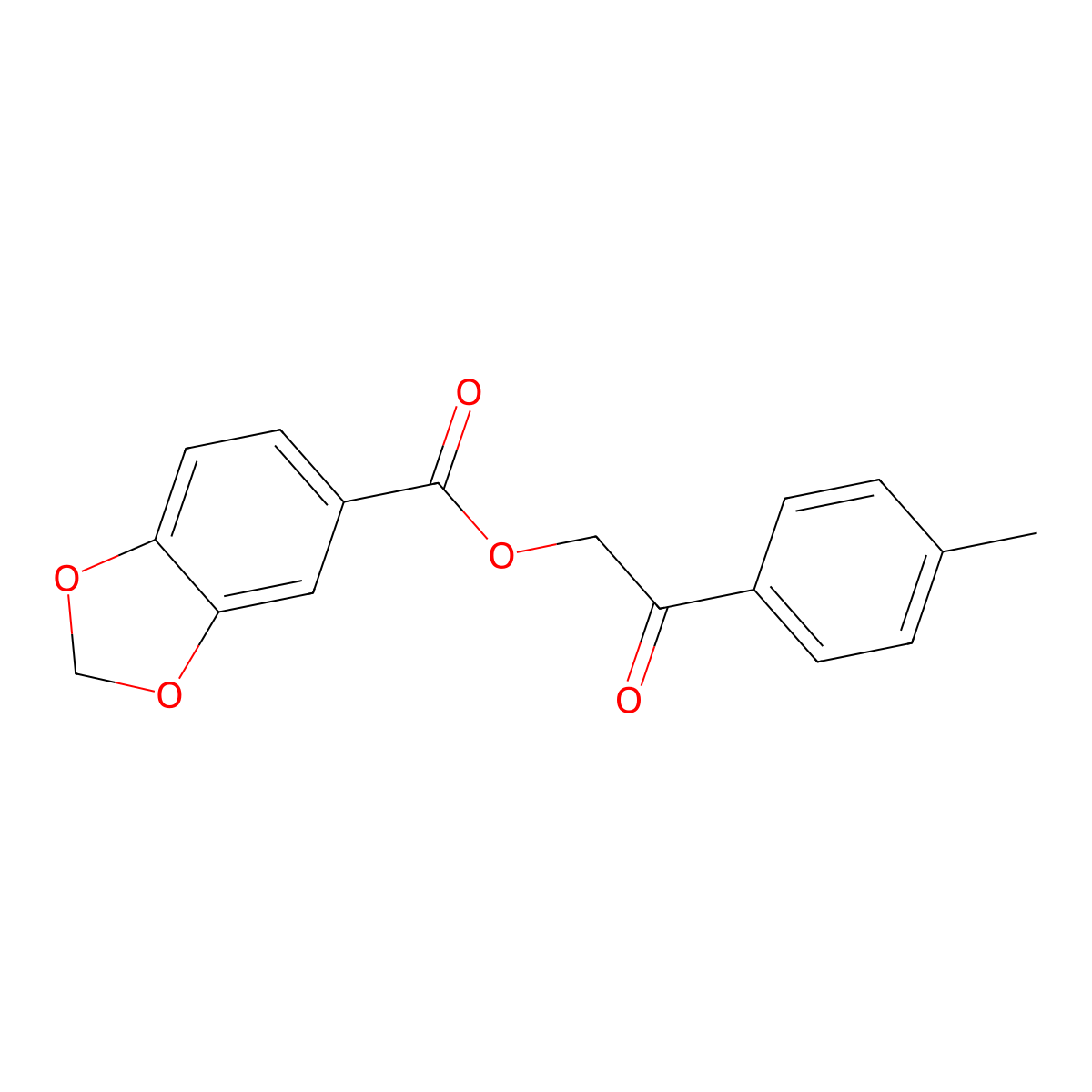 2-(4-methylphenyl)-2-oxoethyl 2H-1,3-benzodioxole-5-carboxylate molecular structure, CAS 481673-61-4