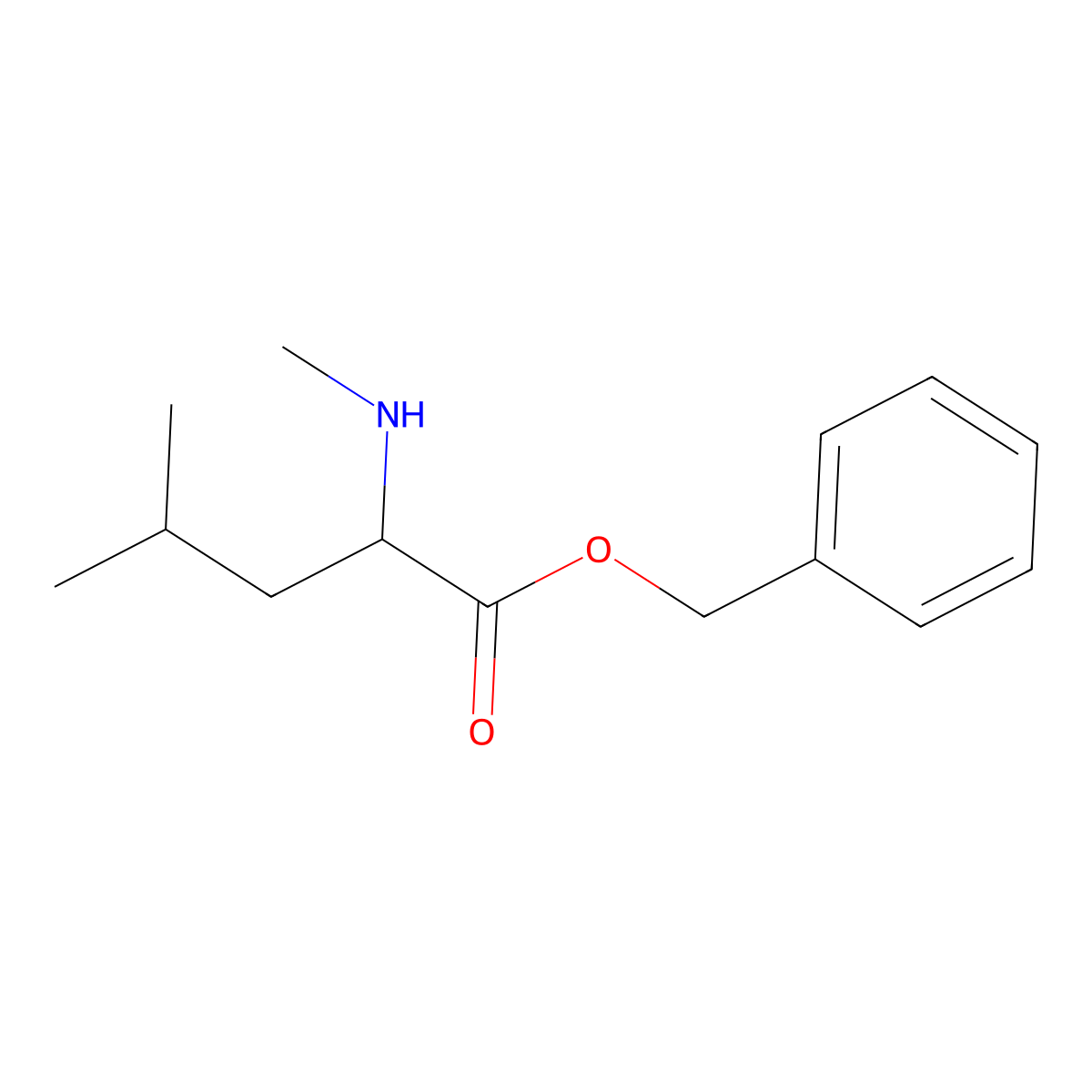 benzyl (2S)-4-methyl-2-(methylamino)pentanoate molecular structure, CAS 48168-99-6