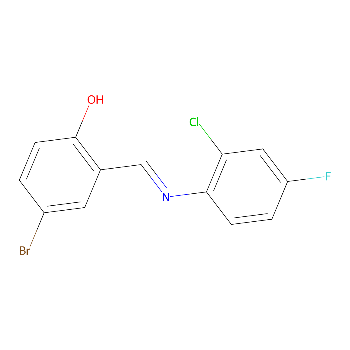 4-bromo-2-{(E)-[(2-chloro-4-fluorophenyl)imino]methyl}phenol molecular structure, CAS 481682-32-0