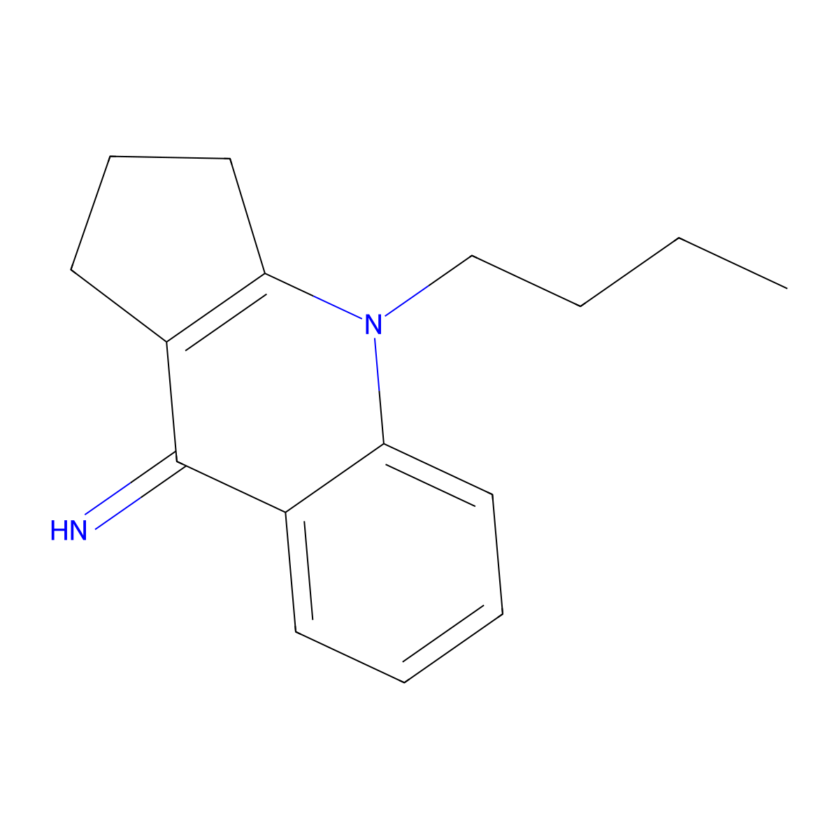 4-butyl-1,2,3,4-tetrahydro-9H-cyclopenta[b]quinolin-9-imine molecular structure, CAS 481687-00-7