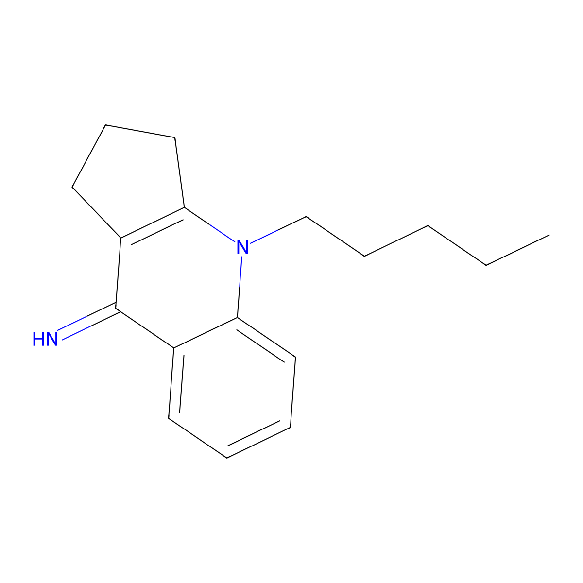 4-pentyl-1,2,3,4-tetrahydro-9H-cyclopenta[b]quinolin-9-imine molecular structure, CAS 481687-01-8