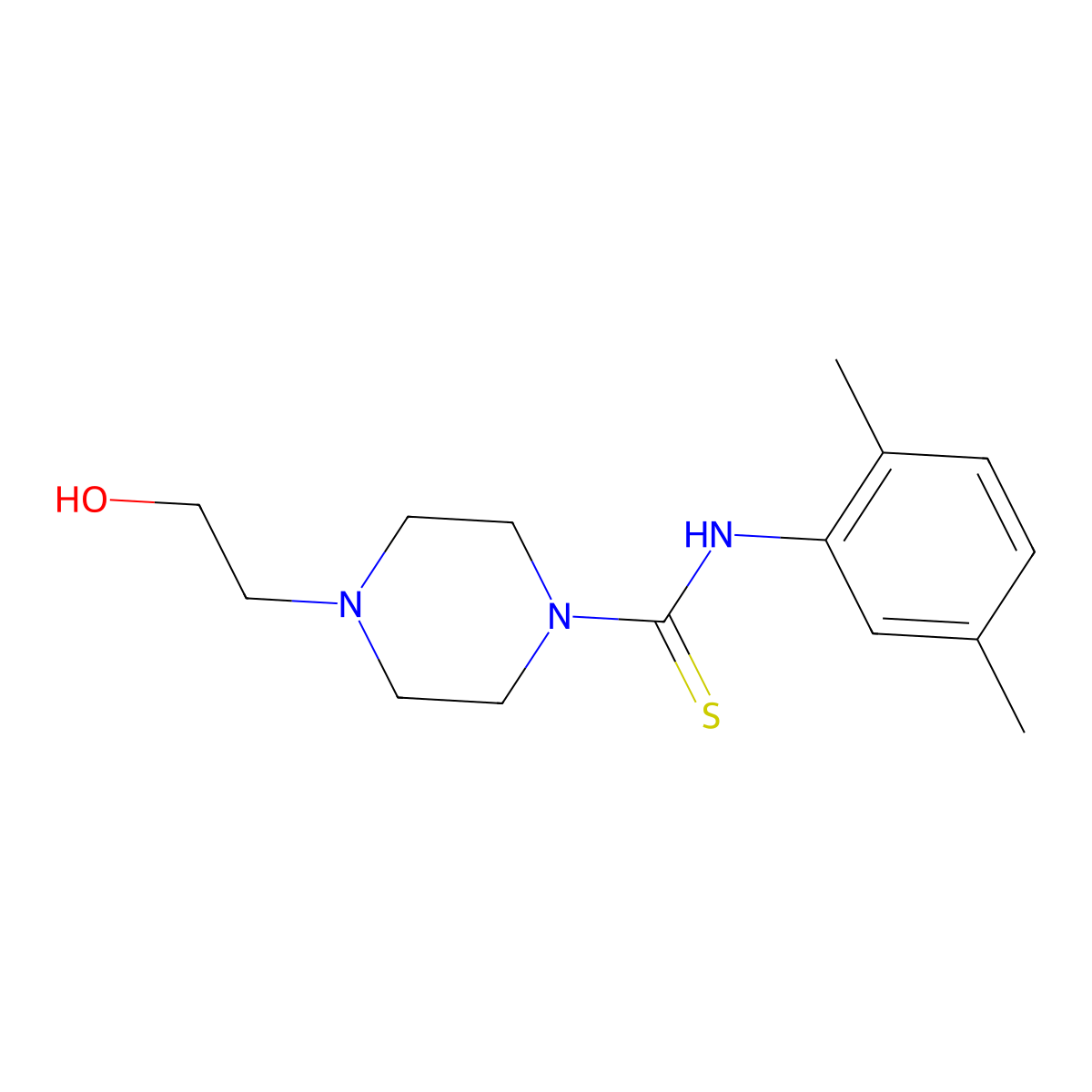 N-(2,5-dimethylphenyl)-4-(2-hydroxyethyl)piperazine-1-carbothioamide molecular structure, CAS 481690-07-7