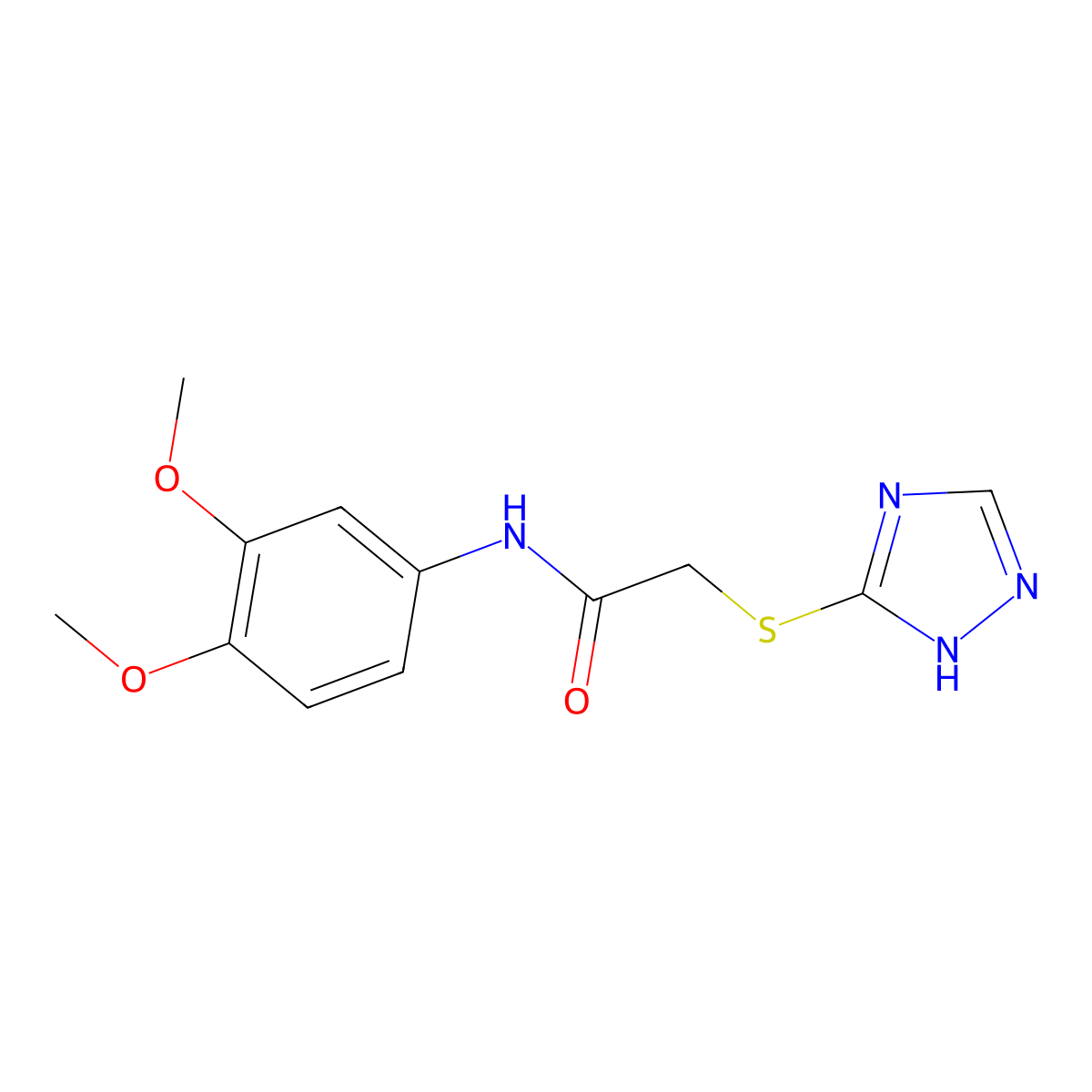 N-(3,4-dimethoxyphenyl)-2-(1H-1,2,4-triazol-5-ylsulfanyl)acetamide molecular structure, CAS 481691-30-9