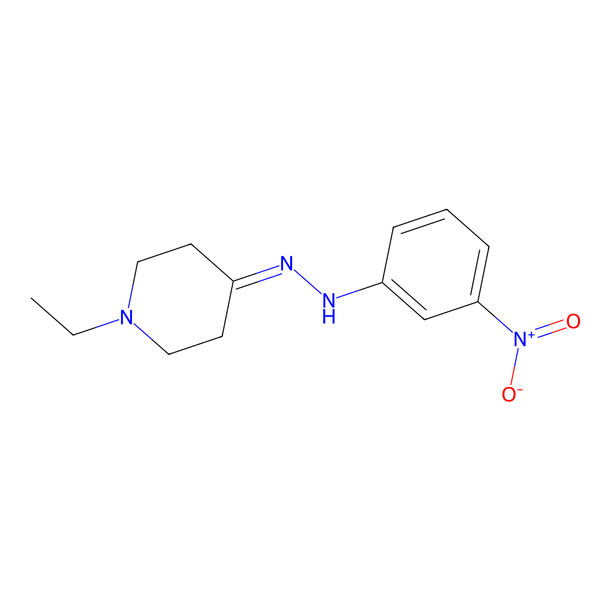 1-Ethyl-4-(2-(3-nitrophenyl)hydrazono)piperidine molecular structure, CAS 481697-90-9