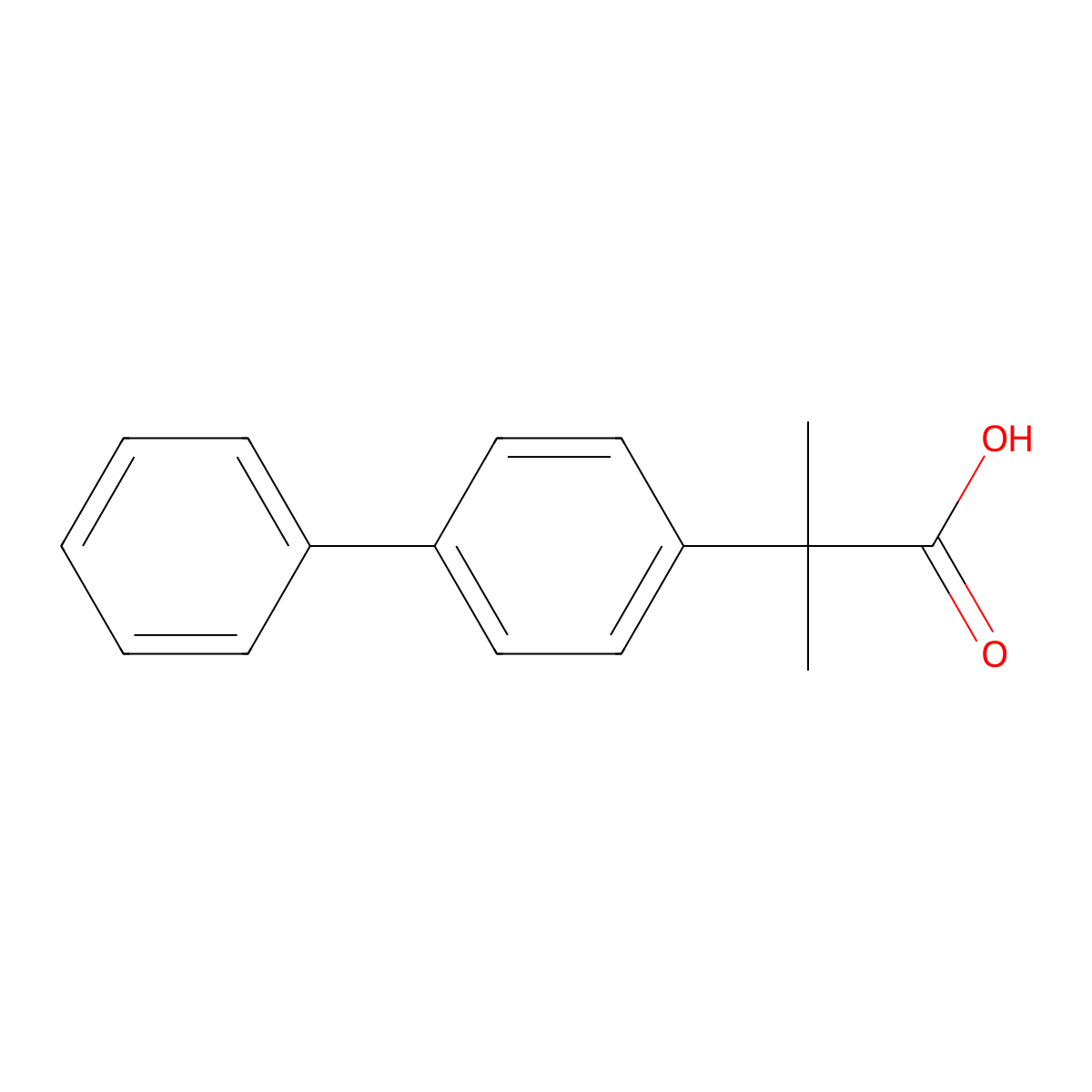 2-Methyl-2-(4-phenylphenyl)propanoic acid molecular structure, CAS 48170-23-6
