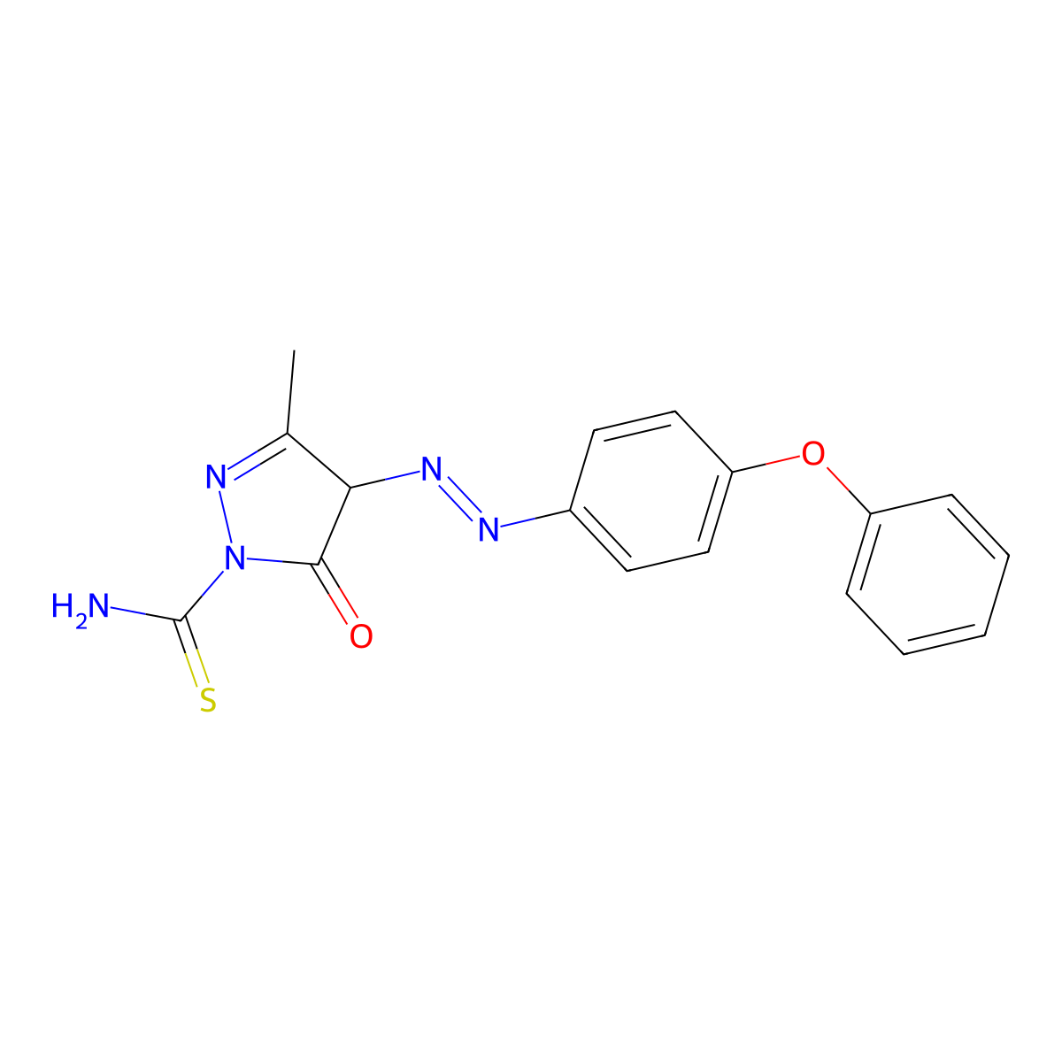 3-methyl-5-oxo-4-[(4-phenoxyphenyl)diazenyl]-4,5-dihydro-1H-pyrazole-1-carbothioamide molecular structure, CAS 481702-10-7