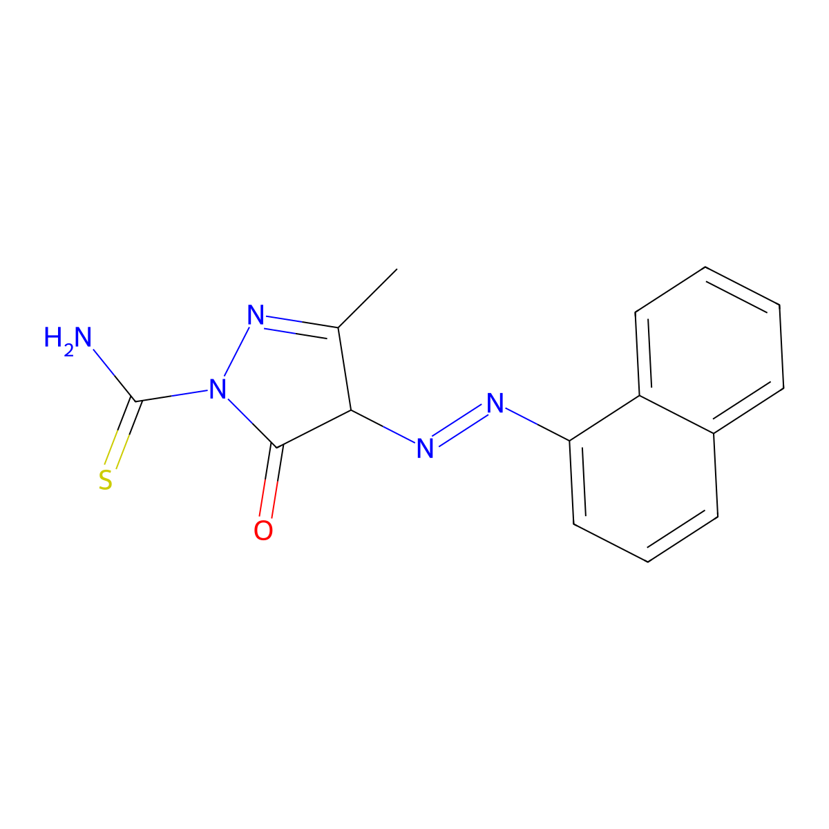 3-methyl-4-(1-naphthyldiazenyl)-5-oxo-4,5-dihydro-1H-pyrazole-1-carbothioamide molecular structure, CAS 481703-00-8