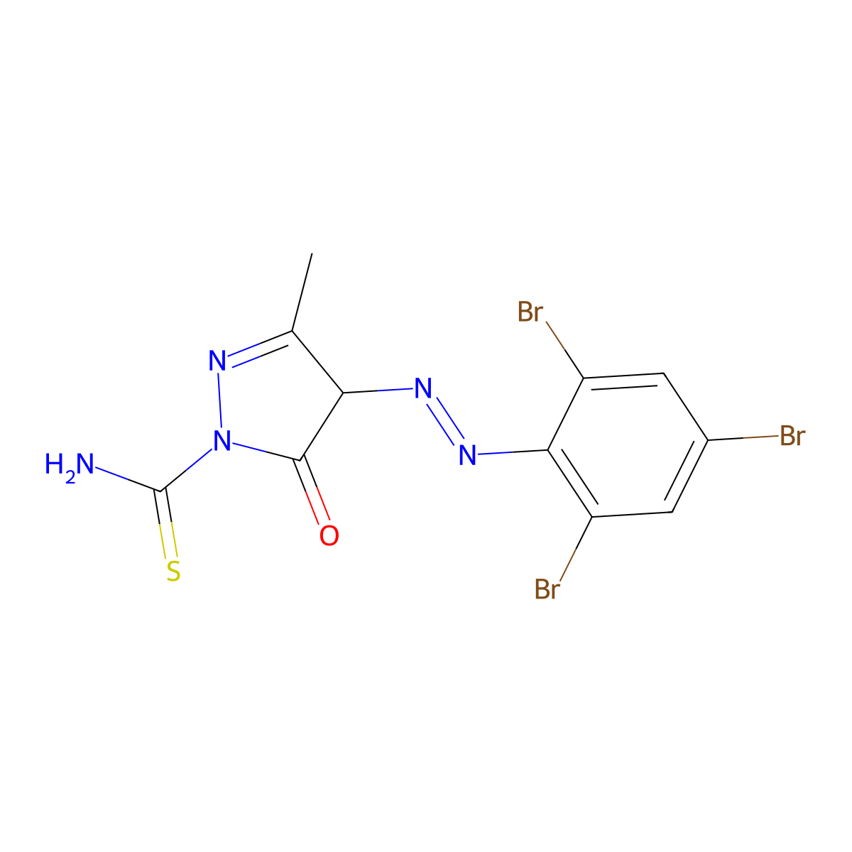 3-methyl-5-oxo-4-[(2,4,6-tribromophenyl)diazenyl]-4,5-dihydro-1H-pyrazole-1-carbothioamide molecular structure, CAS 481703-11-1