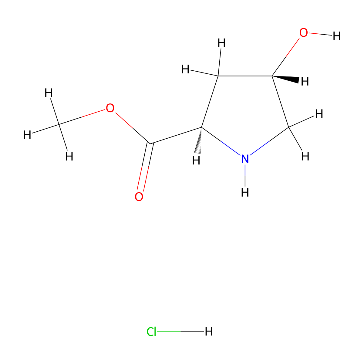 Methyl (2R,4S)-4-hydroxypyrrolidine-2-carboxylate hydrochloride molecular structure, CAS 481704-21-6