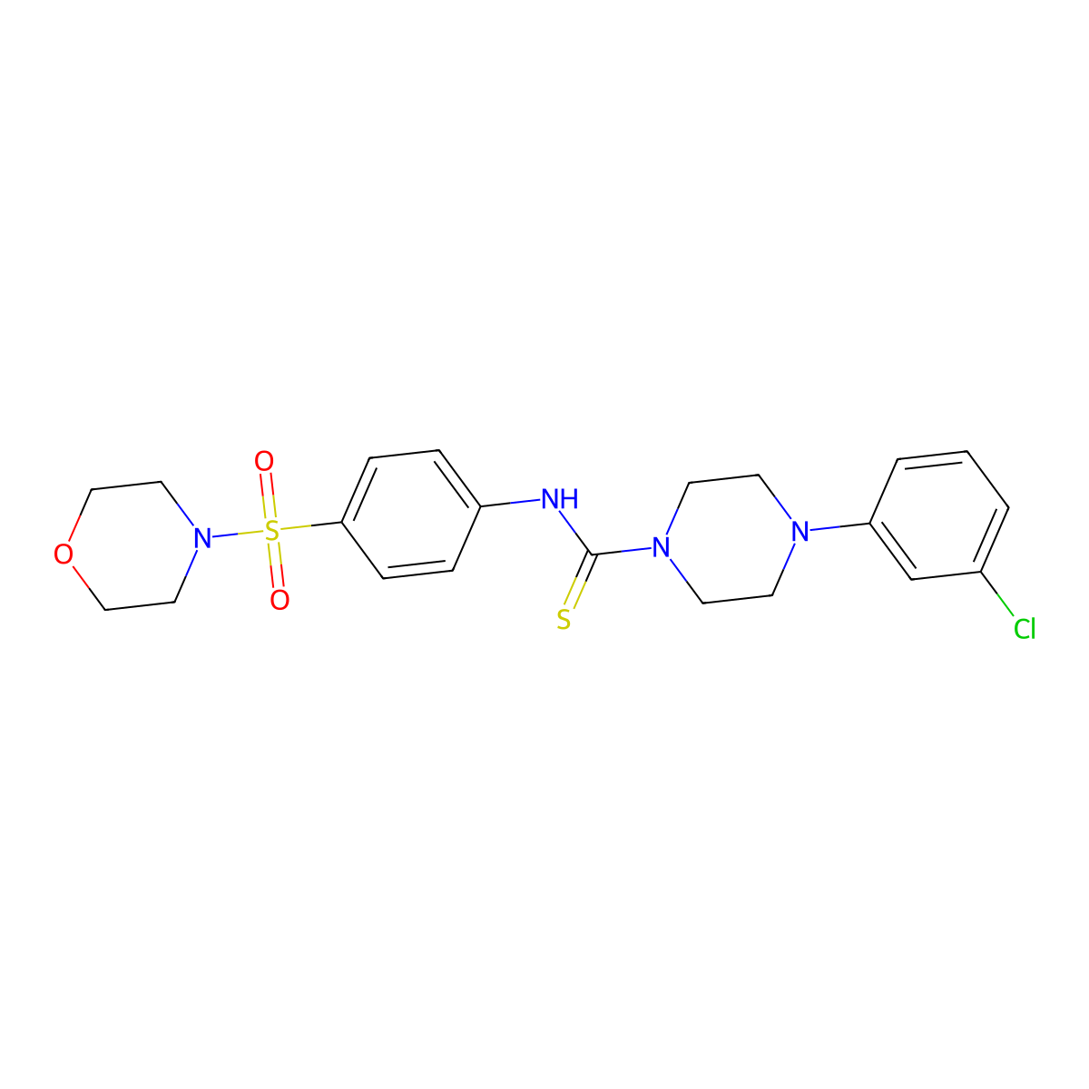 4-(3-chlorophenyl)-N-[4-(morpholin-4-ylsulfonyl)phenyl]piperazine-1-carbothioamide molecular structure, CAS 481707-27-1