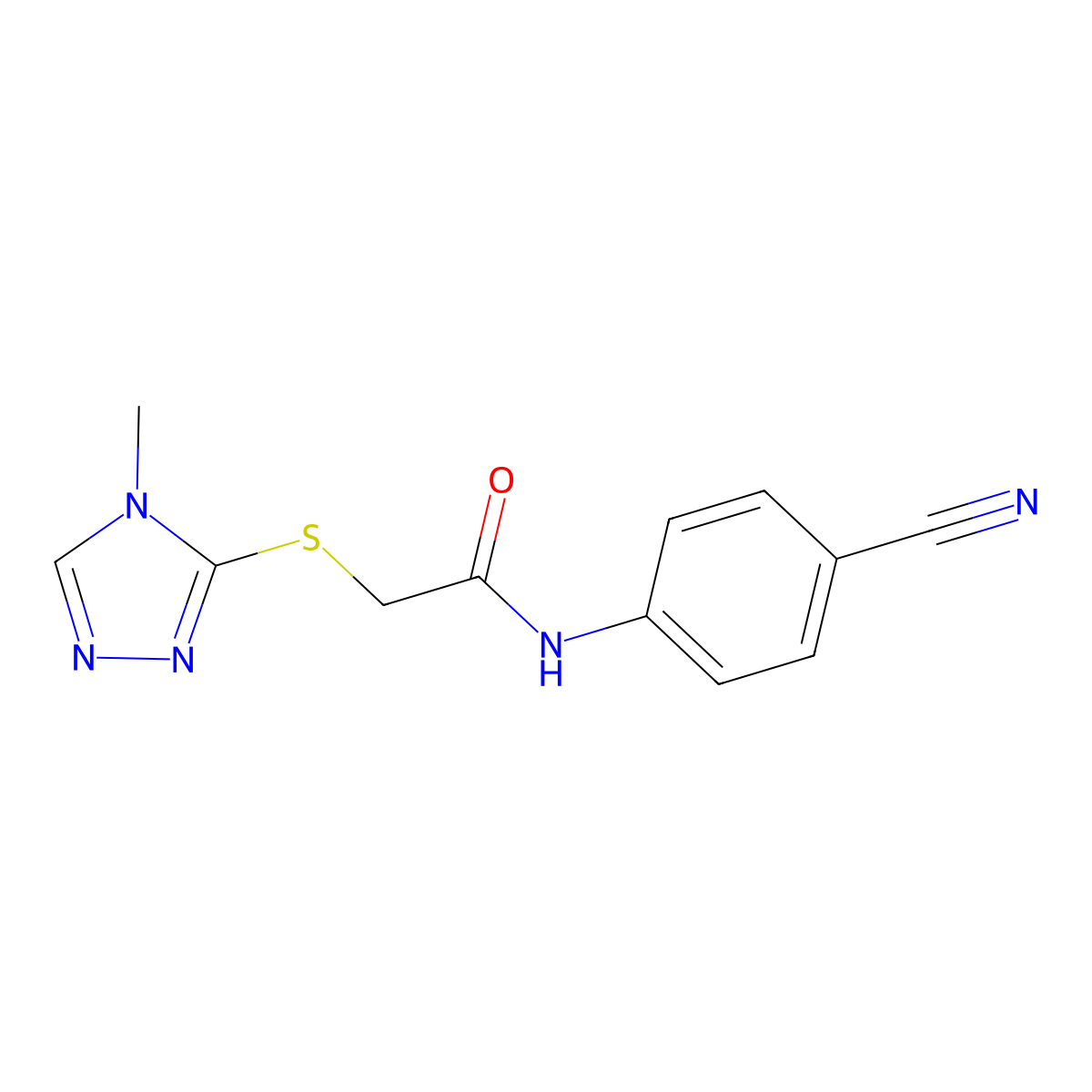 N-(4-cyanophenyl)-2-[(4-methyl-1,2,4-triazol-3-yl)sulfanyl]acetamide molecular structure, CAS 481713-13-7