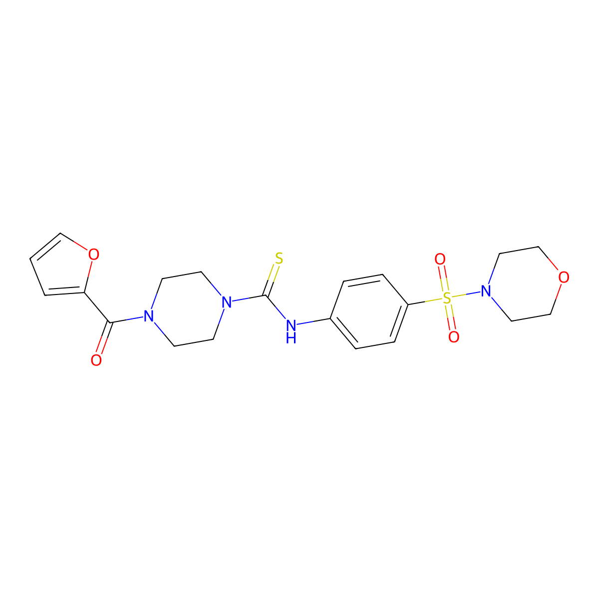 4-(furan-2-carbonyl)-N-(4-morpholin-4-ylsulfonylphenyl)piperazine-1-carbothioamide molecular structure, CAS 481713-36-4