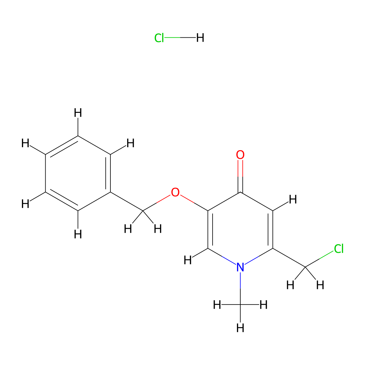 5-(Benzyloxy)-2-(chloromethyl)-1-methyl-1,4-dihydropyridin-4-one hydrochloride molecular structure, CAS 481726-31-2