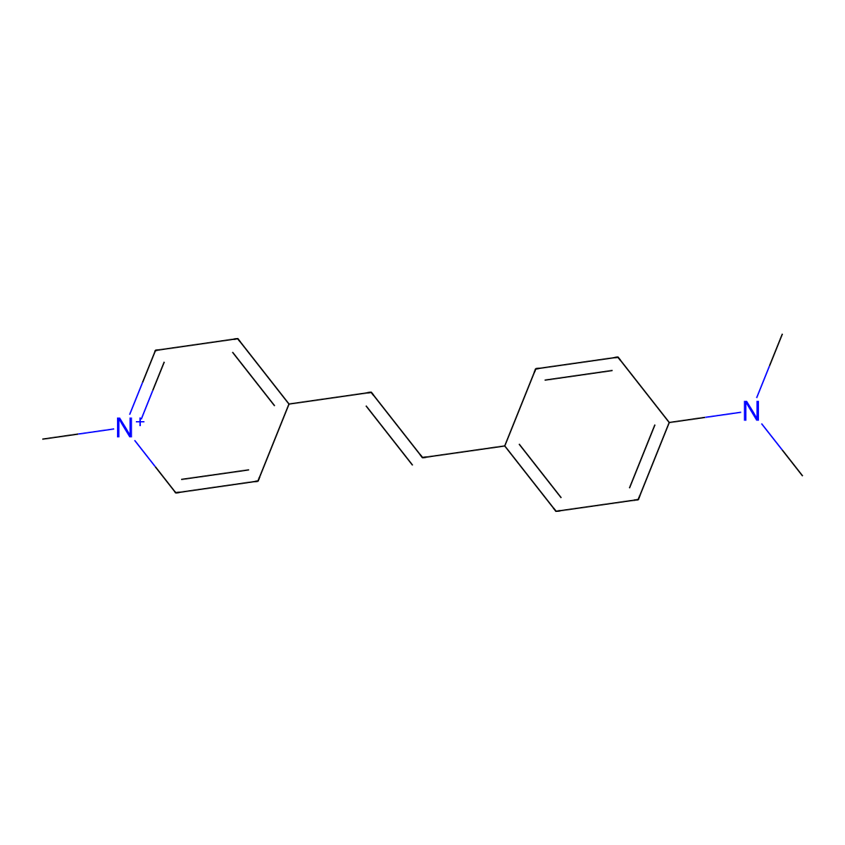 N,N-dimethyl-4-[2-(1-methylpyridin-1-ium-4-yl)ethenyl]aniline molecular structure, CAS 48174-78-3