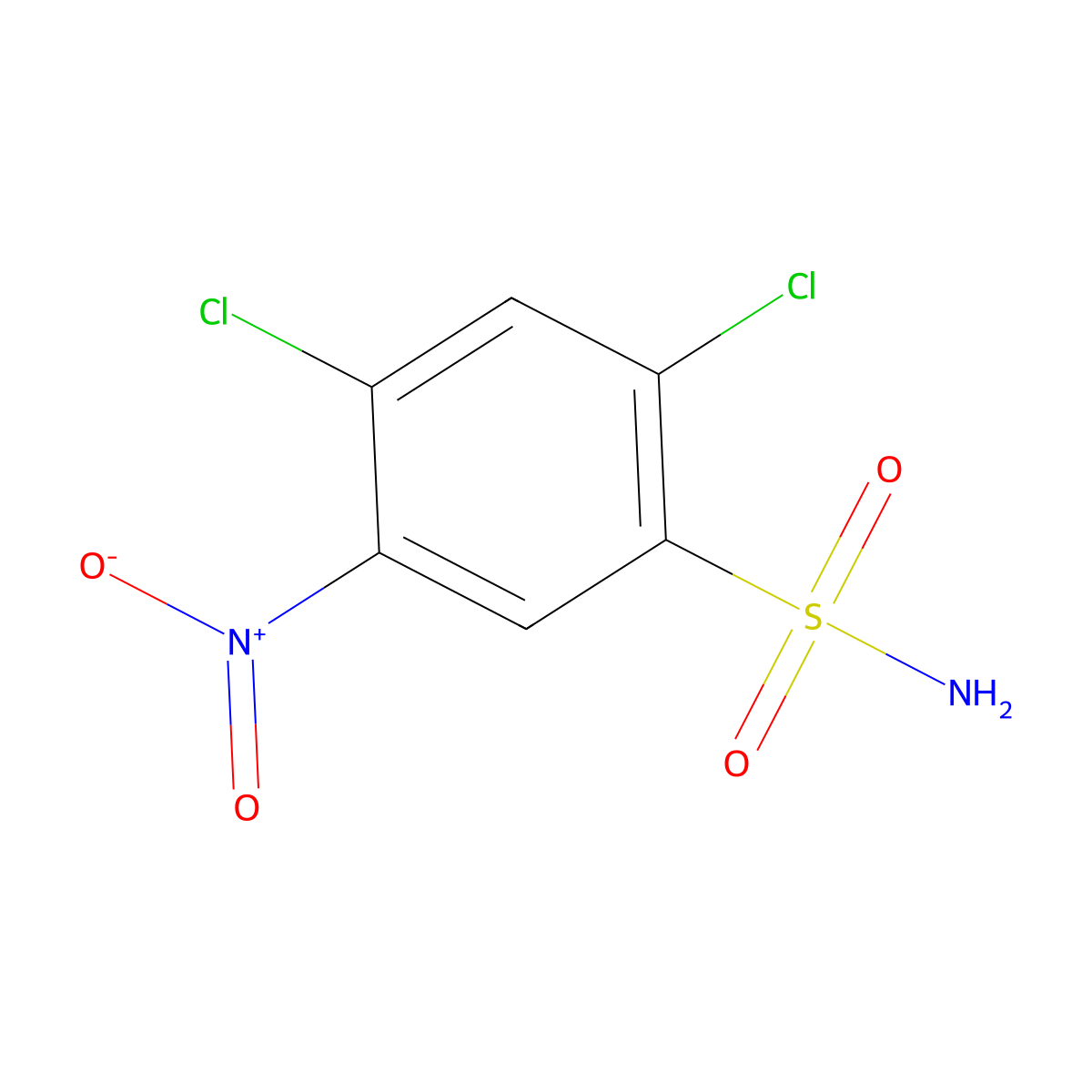 2,4-Dichloro-5-nitrobenzene-1-sulfonamide molecular structure, CAS 4818-74-0