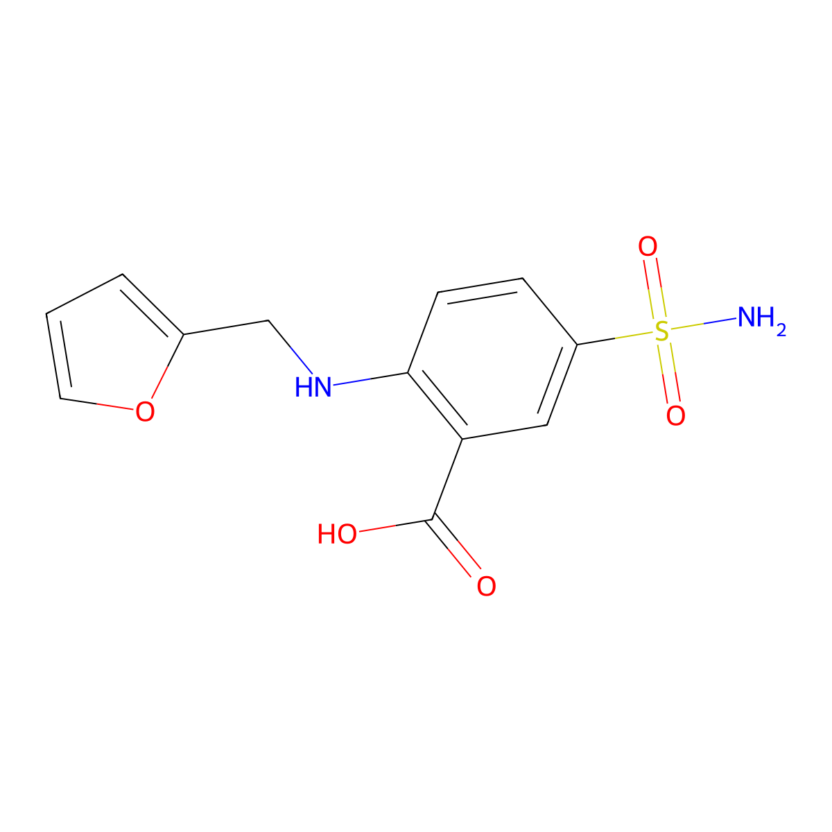 Anthranilic acid, N-furfuryl-5-sulfamoyl- molecular structure, CAS 4818-85-3