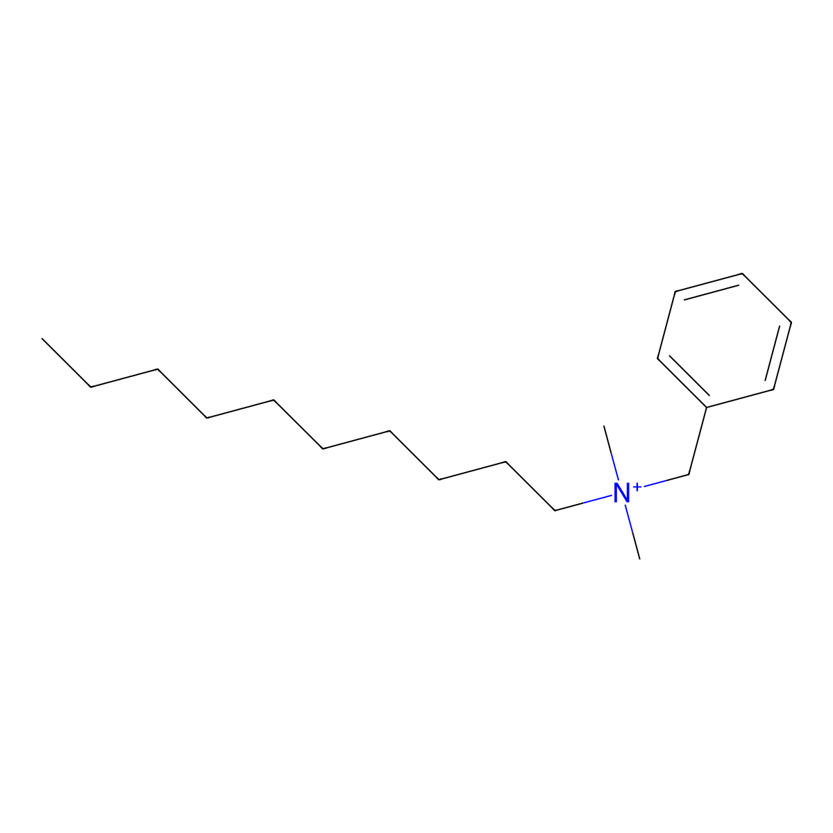 Decyldimethylbenzylammonium molecular structure, CAS 48185-25-7