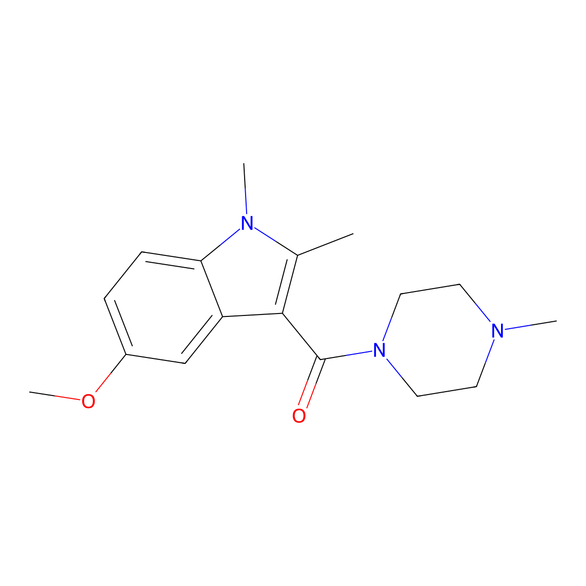 (5-Methoxy-1,2-dimethylindol-3-yl)-(4-methylpiperazin-1-yl)methanone molecular structure, CAS 4819-54-9