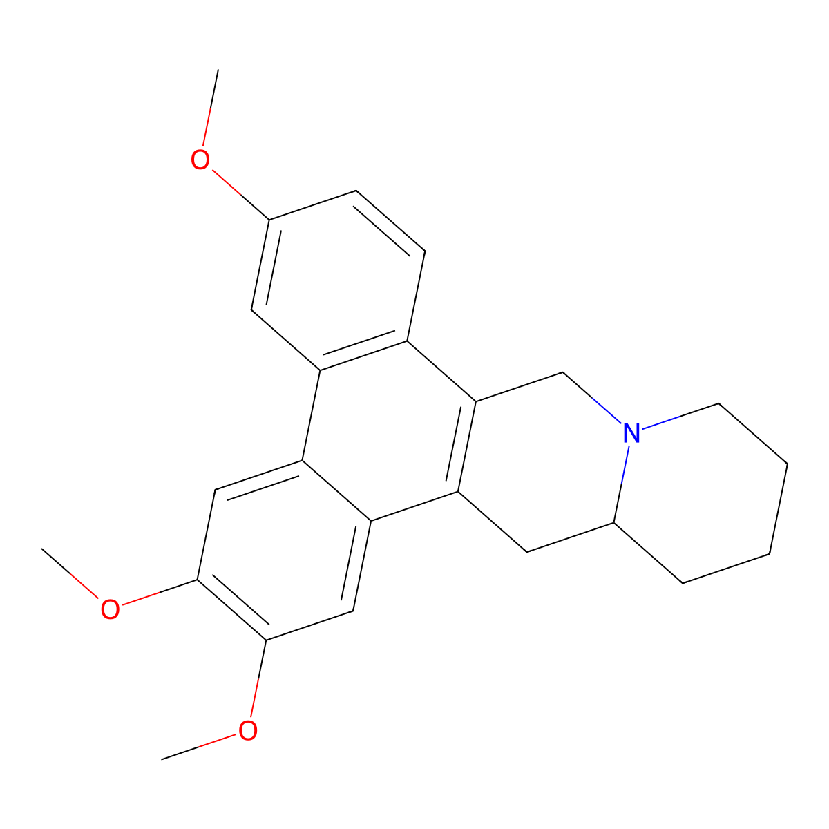 (14aR)-11,12,13,14,14a,15-Hexahydro-2,3,6-trimethoxy-9H-phenanthro(9,10-b)quinolizine molecular structure, CAS 482-22-4