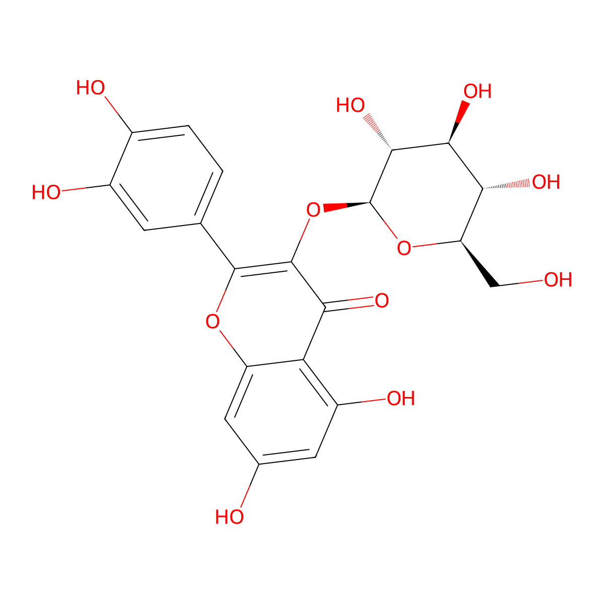 Isoquercetin molecular structure, CAS 482-35-9