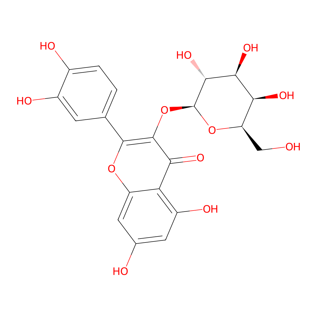 Hyperoside molecular structure, CAS 482-36-0