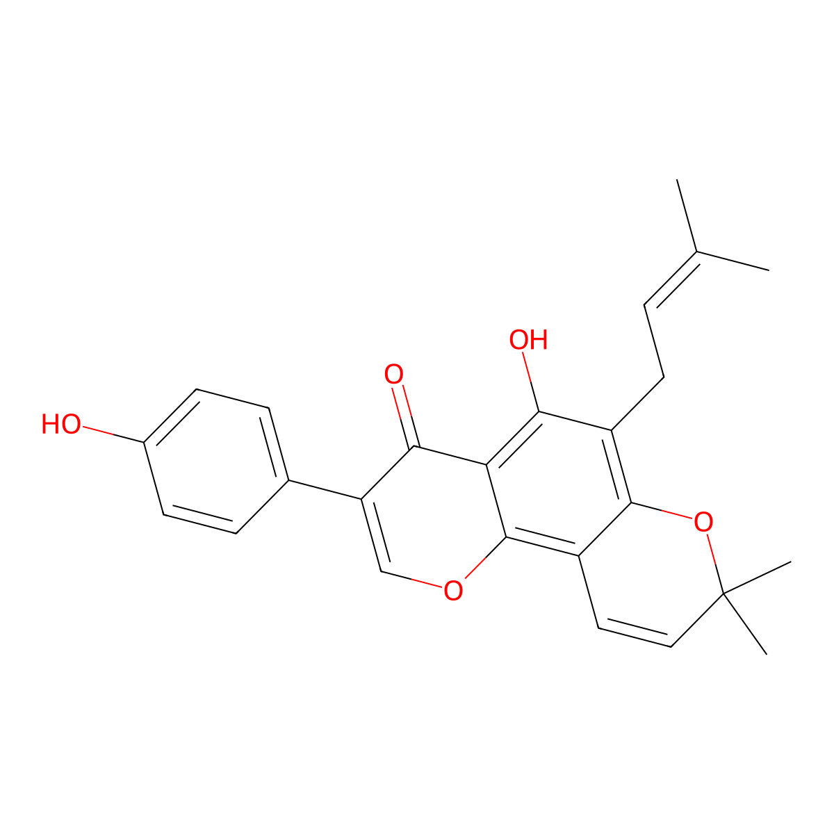 Osajin molecular structure, CAS 482-53-1