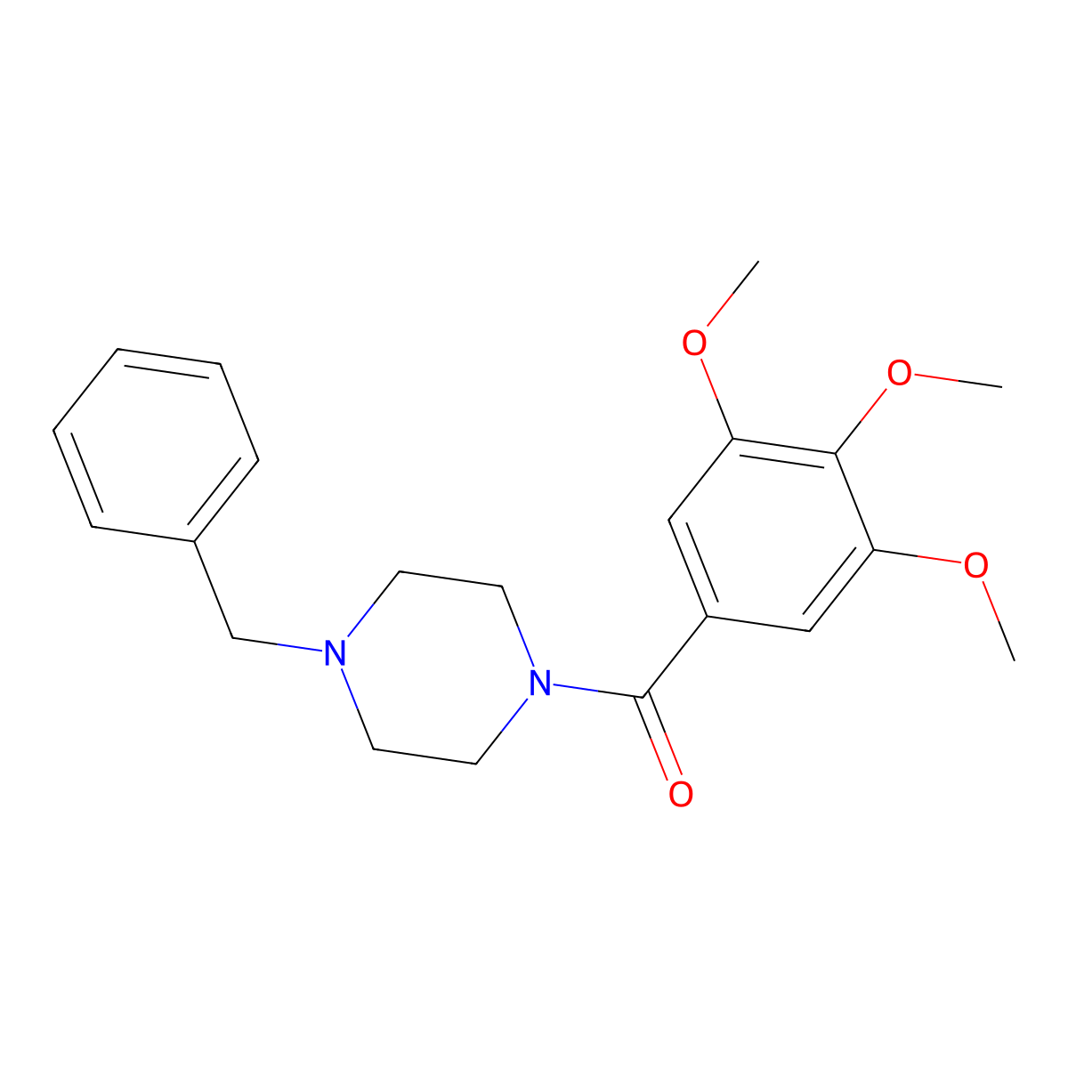 (4-Benzyl-1-piperazinyl)(3,4,5-trimethoxyphenyl)methanone molecular structure, CAS 48216-63-3