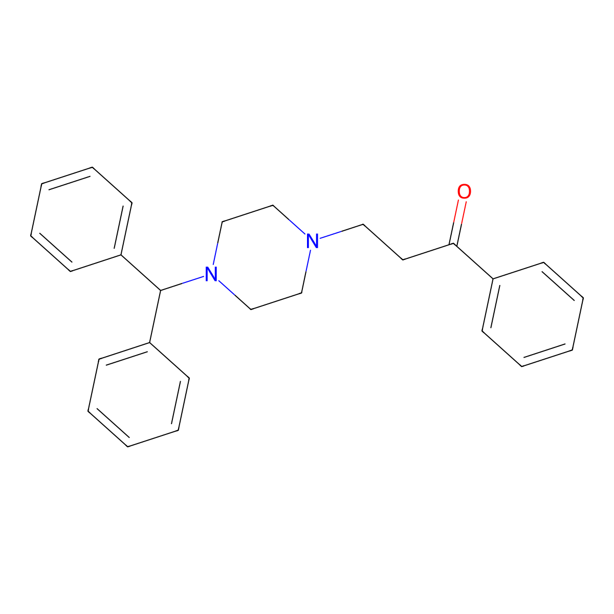 1-Propanone, 3-[4-(diphenylmethyl)-1-piperazinyl]-1-phenyl- molecular structure, CAS 48221-27-8