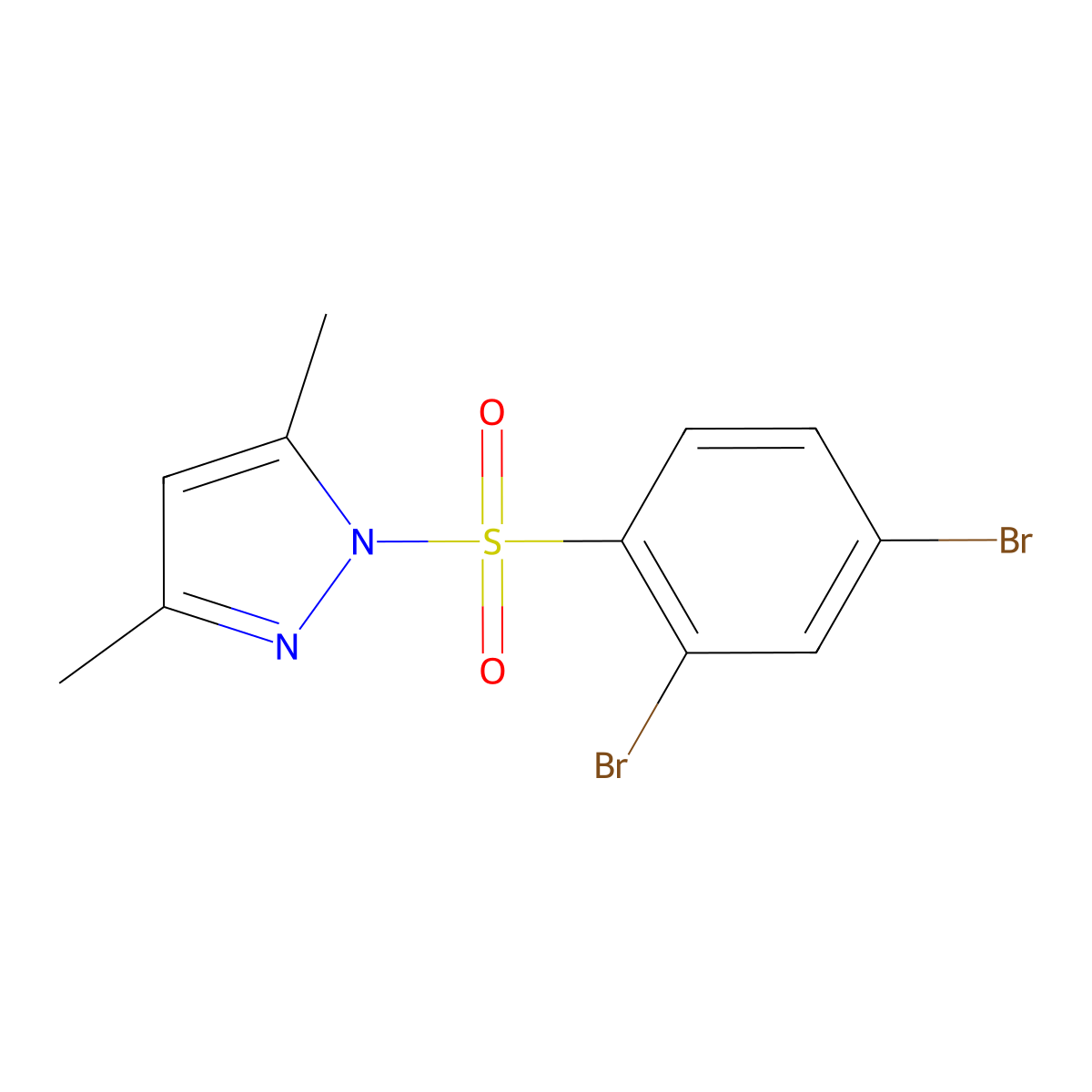 1-((2,4-Dibromophenyl)sulfonyl)-3,5-dimethyl-1H-pyrazole molecular structure, CAS 482280-30-8