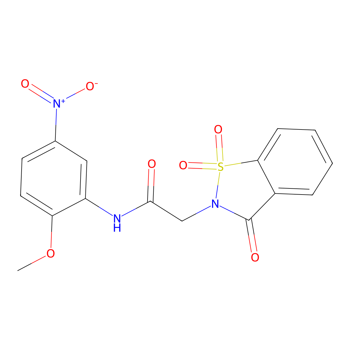 N-(2-methoxy-5-nitrophenyl)-2-(1,1,3-trioxo-1,2-benzothiazol-2-yl)acetamide molecular structure, CAS 482283-96-5