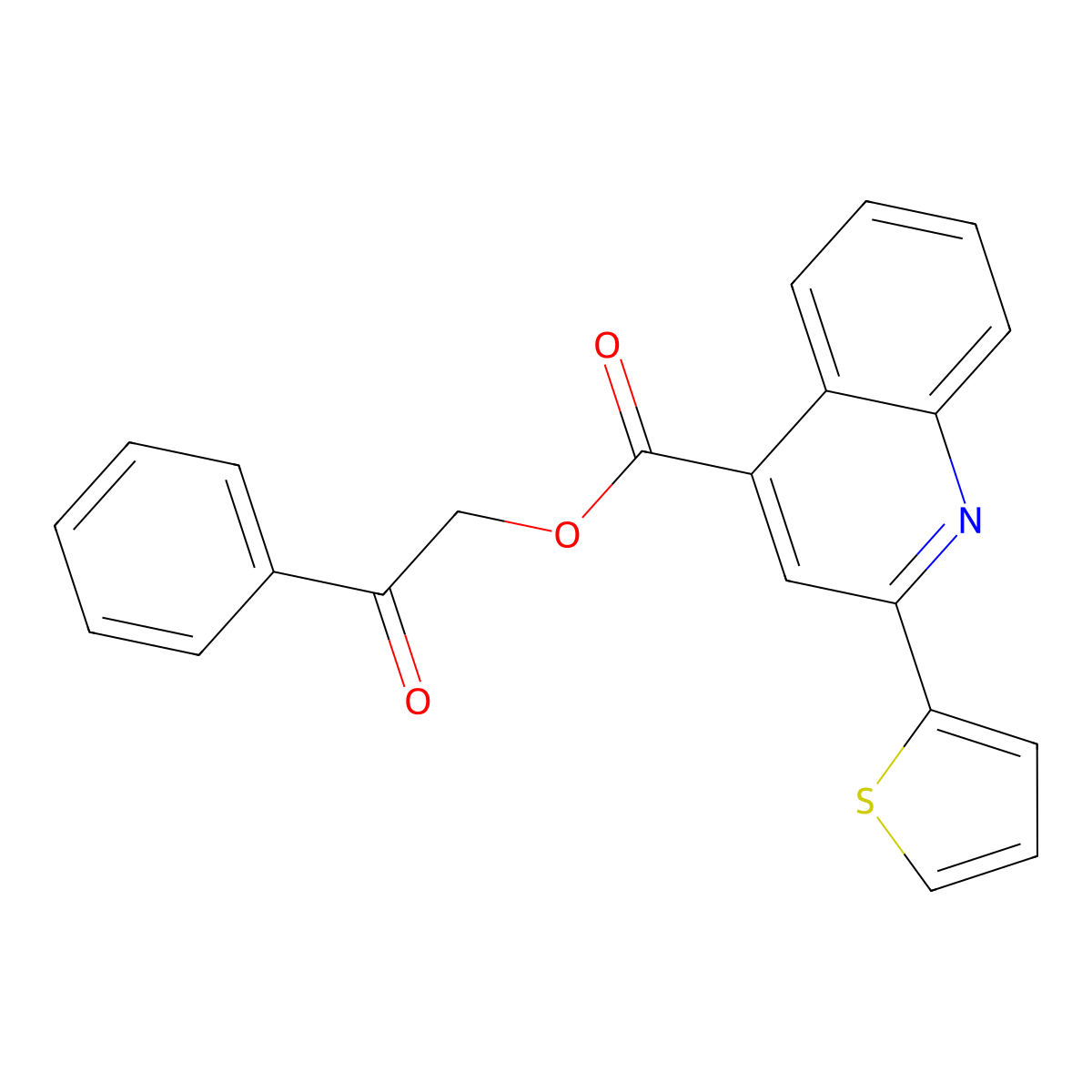 2-Oxo-2-phenylethyl 2-(thiophen-2-yl)quinoline-4-carboxylate molecular structure, CAS 482298-86-2