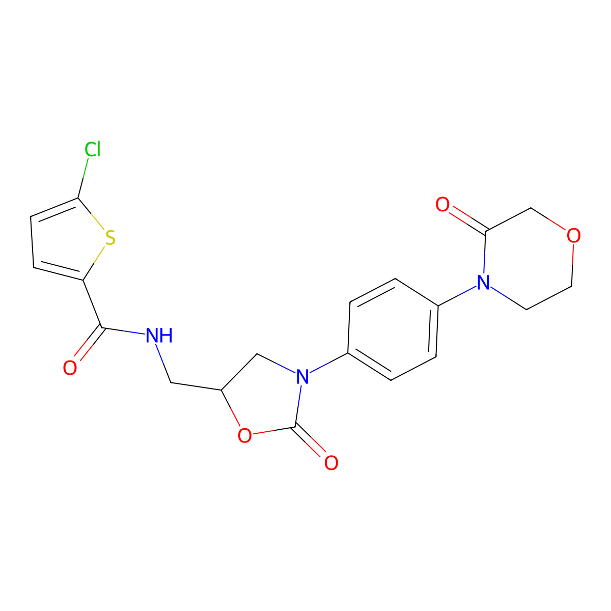 Rivaroxaban, Xarelto, BAY 59-7939 molecular structure, CAS 482306-32-1