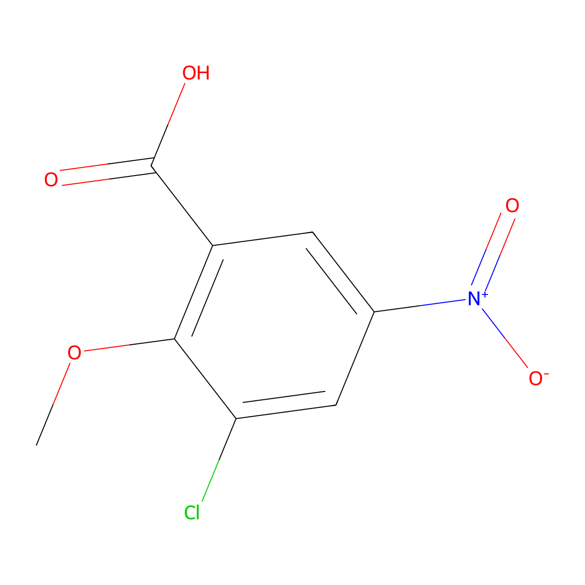 3-Chloro-2-methoxy-5-nitrobenzoic acid molecular structure, CAS 482311-15-9