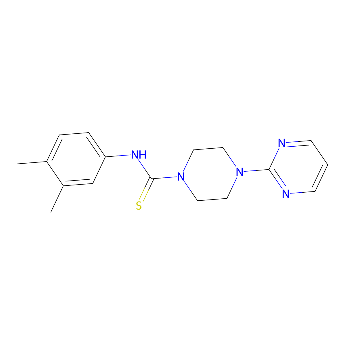 N-(3,4-dimethylphenyl)-4-pyrimidin-2-ylpiperazine-1-carbothioamide molecular structure, CAS 482329-35-1