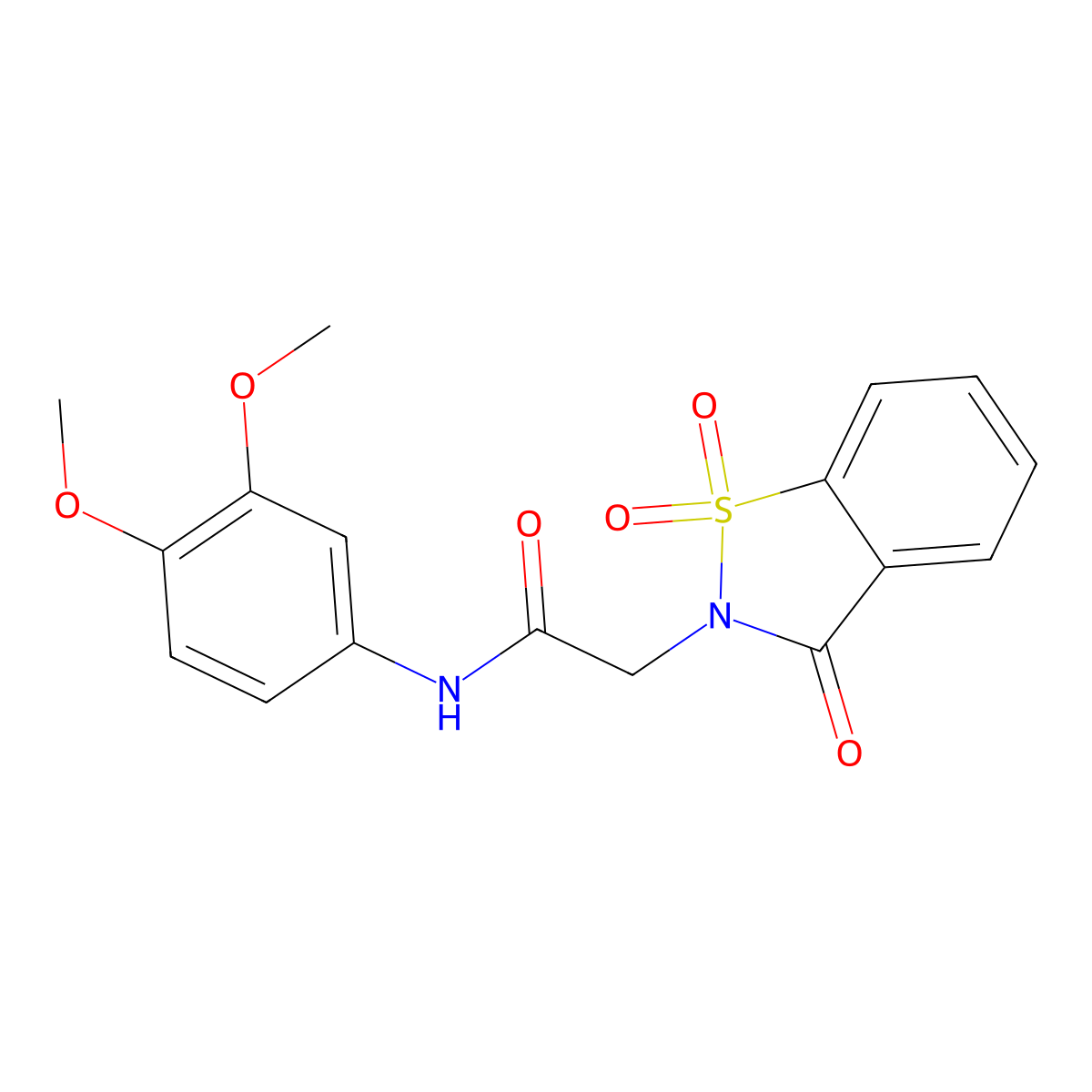 N-(3,4-dimethoxyphenyl)-2-(1,1,3-trioxo-1,2-benzothiazol-2-yl)acetamide molecular structure, CAS 482345-81-3