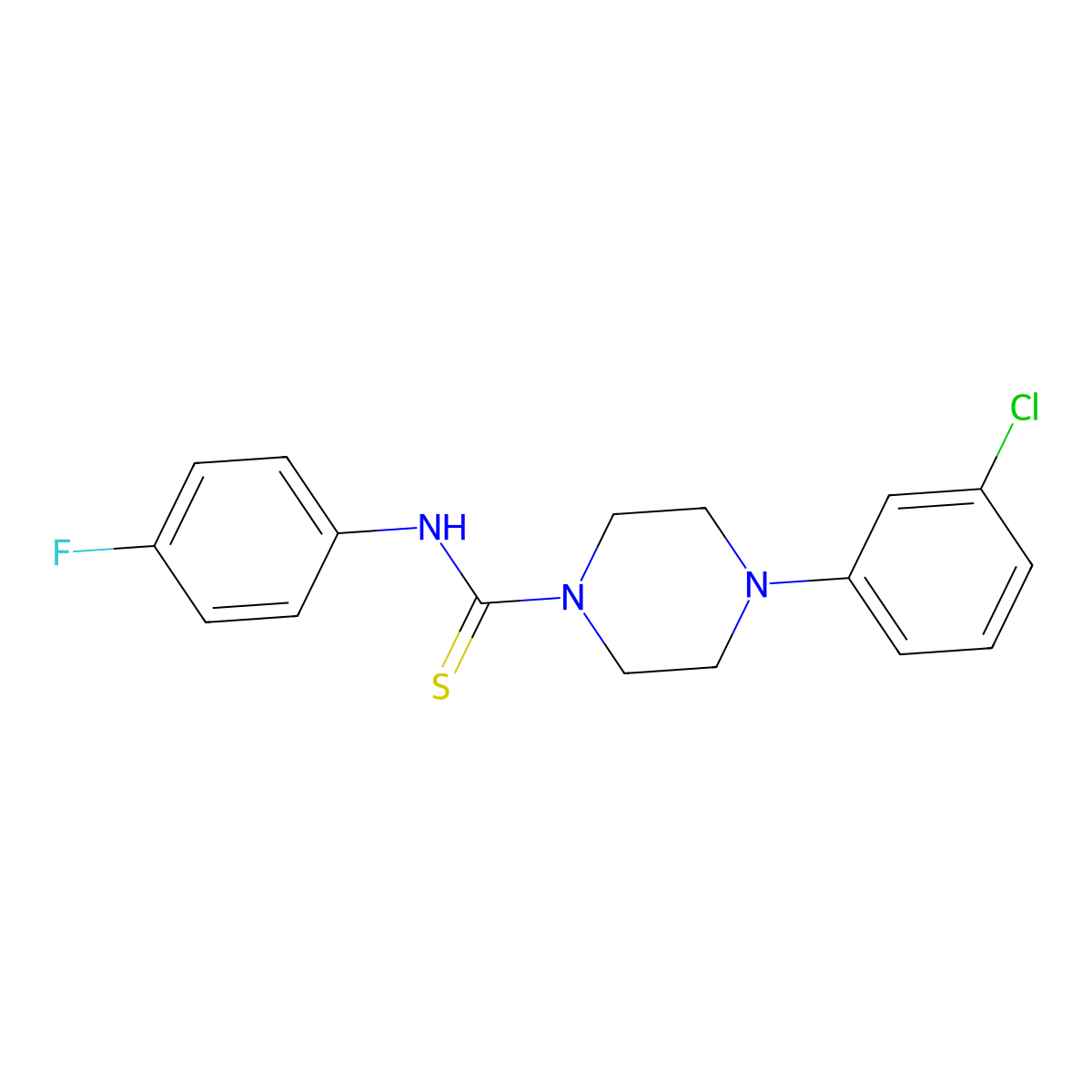 4-(3-chlorophenyl)-N-(4-fluorophenyl)piperazine-1-carbothioamide molecular structure, CAS 482347-63-7