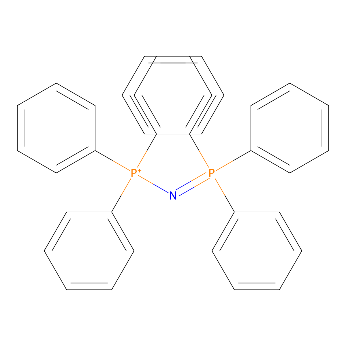 (T-4)-Triphenyl(P,P,P-triphenylphosphine imidato-kappaN)phosphorus(1+) molecular structure, CAS 48236-06-2