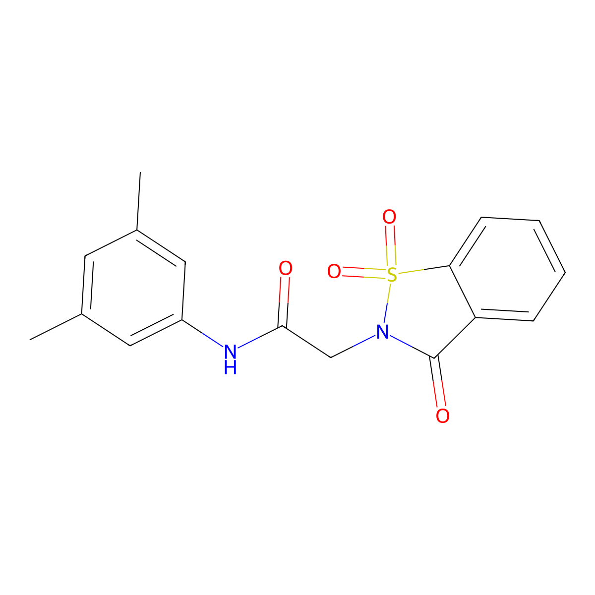 N-(3,5-dimethylphenyl)-2-(1,1-dioxido-3-oxo-1,2-benzisothiazol-2(3H)-yl)acetamide molecular structure, CAS 482361-16-0