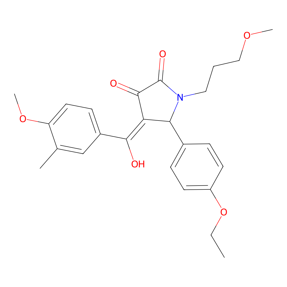 5-(4-Ethoxyphenyl)-4-[hydroxy-(4-methoxy-3-methylphenyl)methylidene]-1-(3-methoxypropyl)pyrrolidine-2,3-dione molecular structure, CAS 4824-08-2