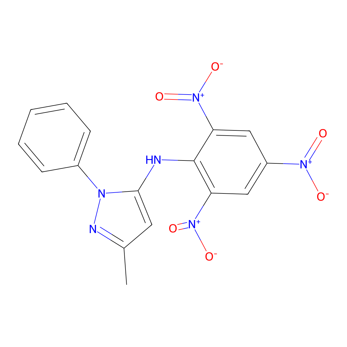 (3-Methyl-1-phenylpyrazol-5-yl)(2,4,6-trinitrophenyl)amine molecular structure, CAS 482573-93-3
