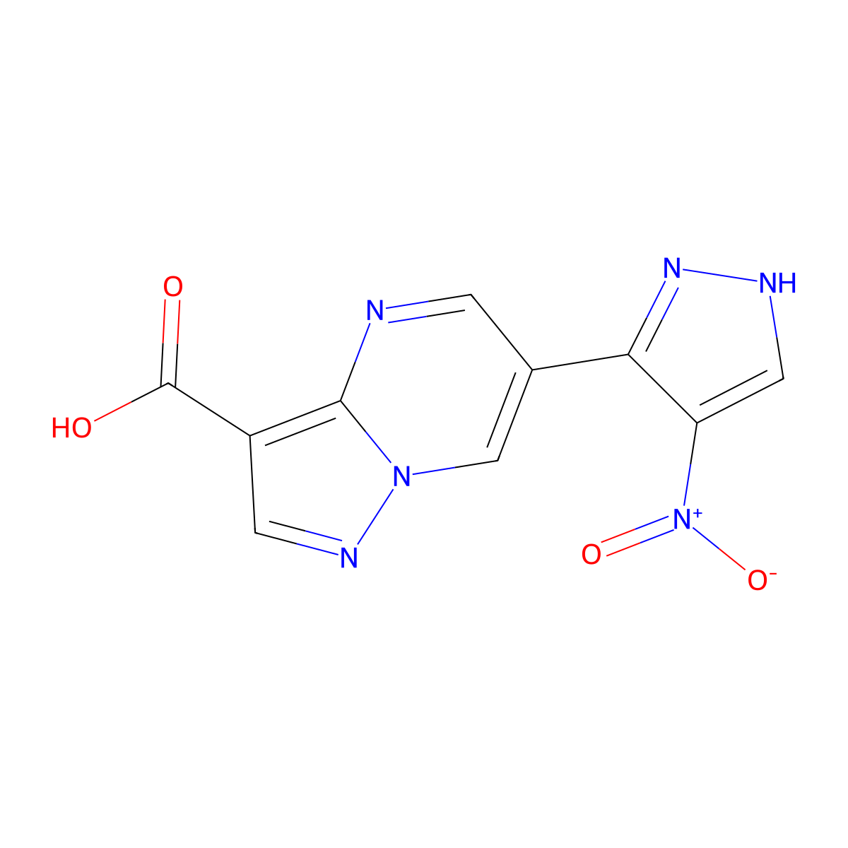 6-(4-Nitro-1H-pyrazol-3-yl)pyrazolo[1,5-a]pyrimidine-3-carboxylic acid molecular structure, CAS 482574-67-4