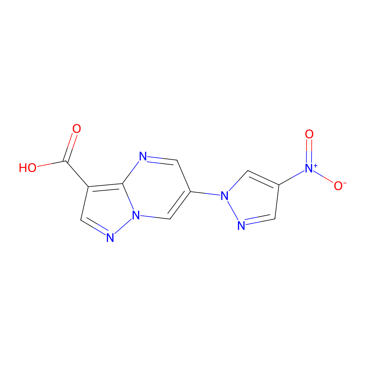 6-(4-Nitropyrazol-1-yl)pyrazolo[1,5-a]pyrimidine-3-carboxylic acid molecular structure, CAS 482574-70-9