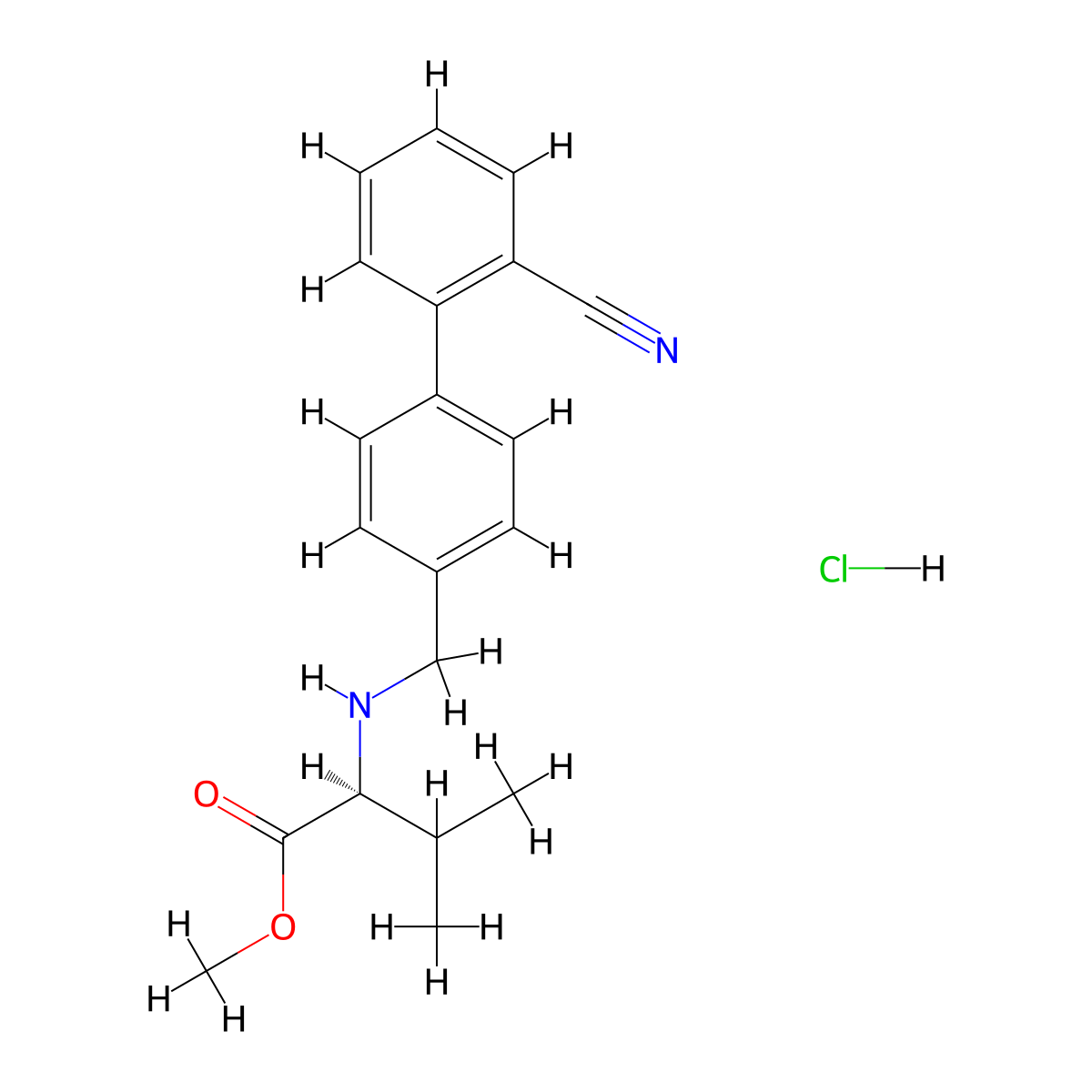 N-(2'-Cyanobiphenyl-4-ylmethyl)-L-valine Methyl Ester Hydrochloride molecular structure, CAS 482577-59-3
