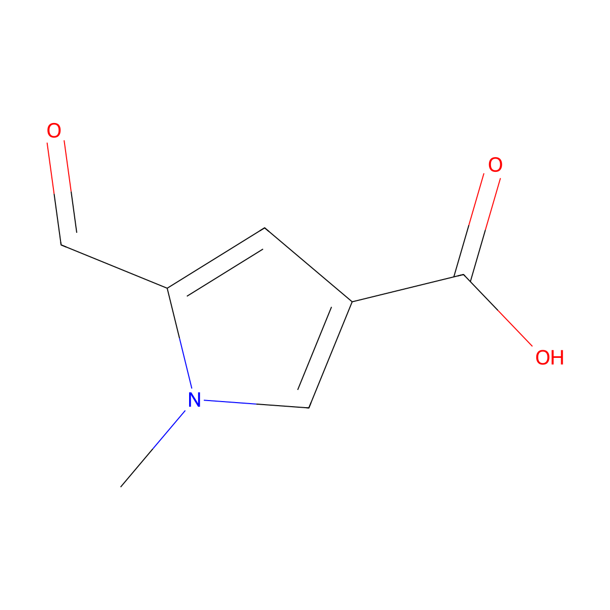 5-formyl-1-methyl-1H-pyrrole-3-carboxylic acid molecular structure, CAS 482583-71-1