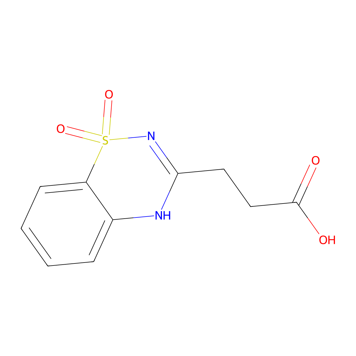 3-(1,1-dioxido-2H-benzo[e][1,2,4]thiadiazin-3-yl)propanoic acid molecular structure, CAS 4826-22-6