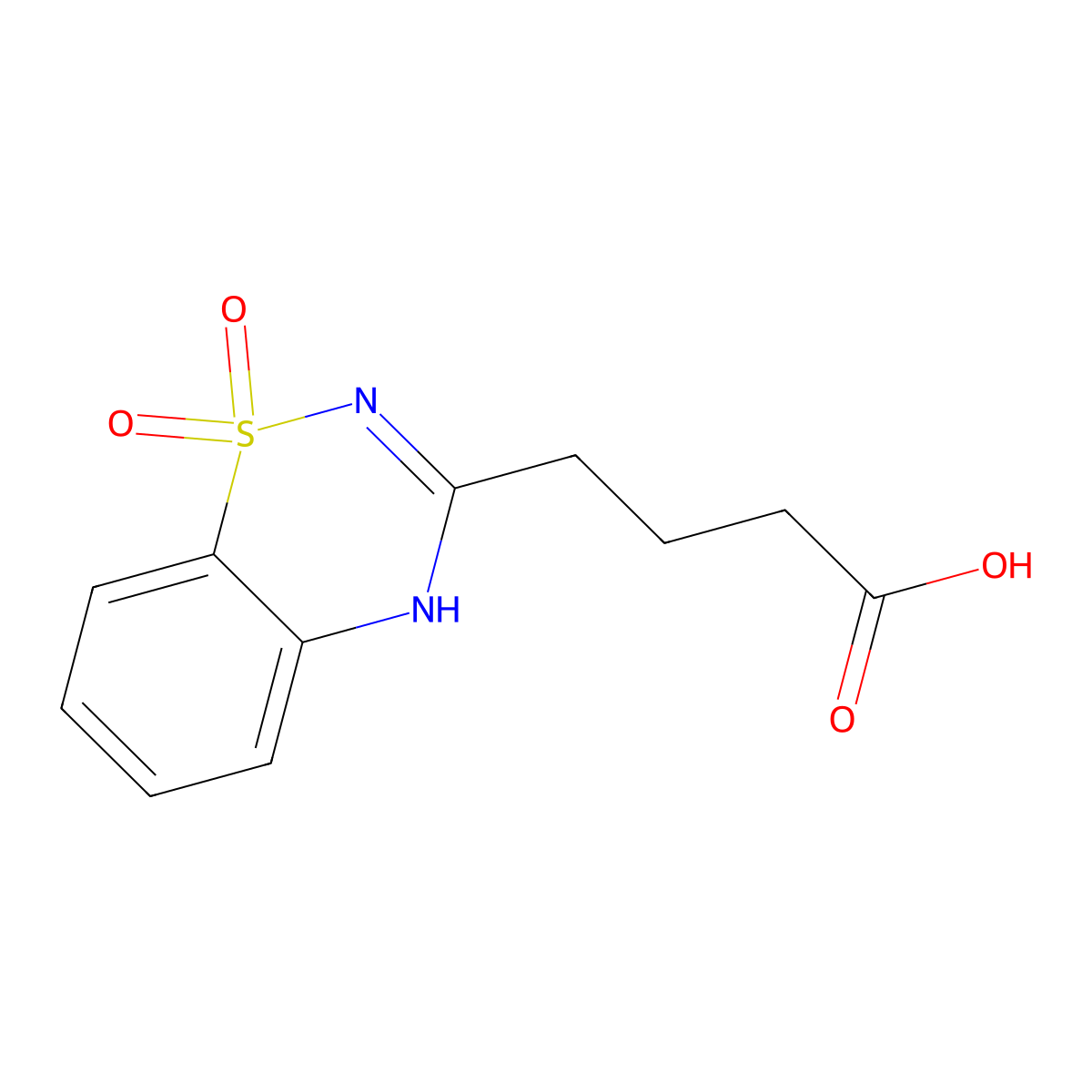 4-(1,1-dioxo-4H-1lambda6,2,4-benzothiadiazin-3-yl)butanoic acid molecular structure, CAS 4826-24-8