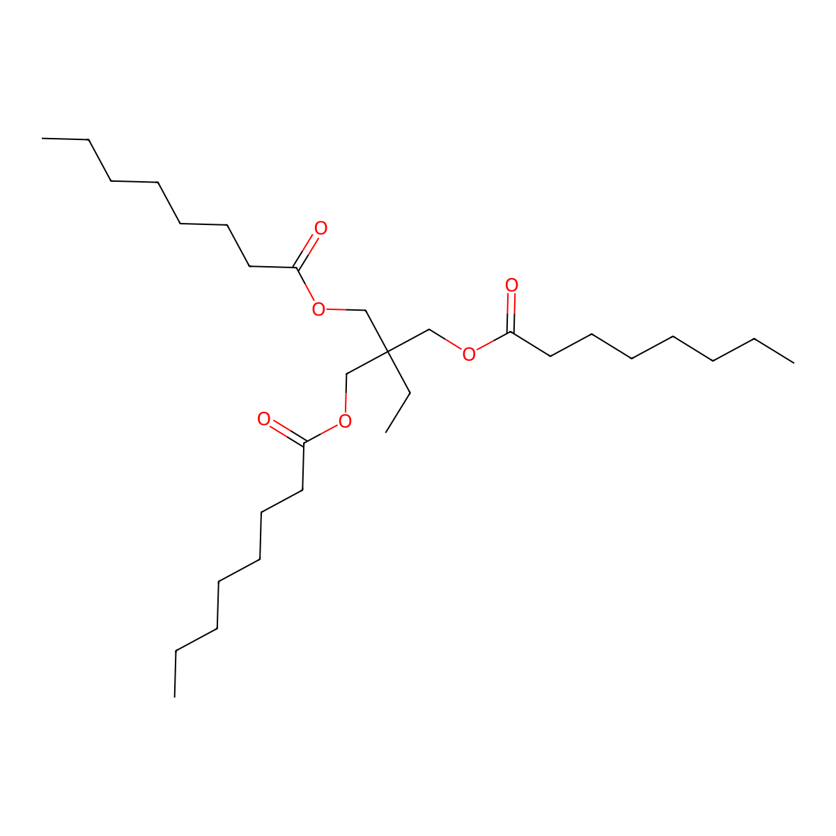 Trimethylolpropane tricaprylate molecular structure, CAS 4826-87-3