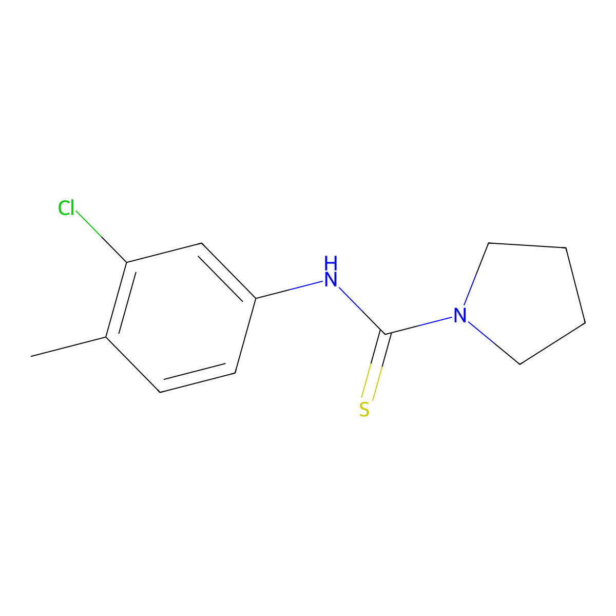N-(3-chloro-4-methylphenyl)pyrrolidine-1-carbothioamide molecular structure, CAS 482601-70-7