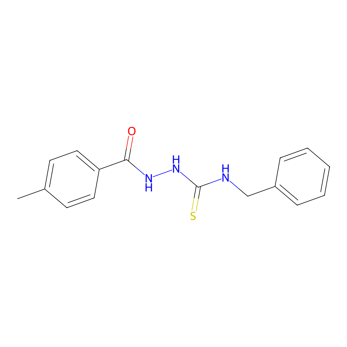 N-benzyl-2-(4-methylbenzoyl)hydrazinecarbothioamide molecular structure, CAS 482614-93-7